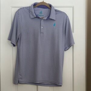 johnnie-O Purple and White Striped Polo